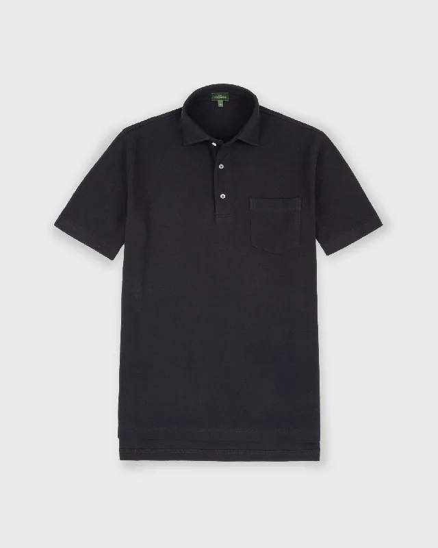 Men's Shirts with Rounded HemlinesShort-Sleeved Polo in Coal Pima Pique