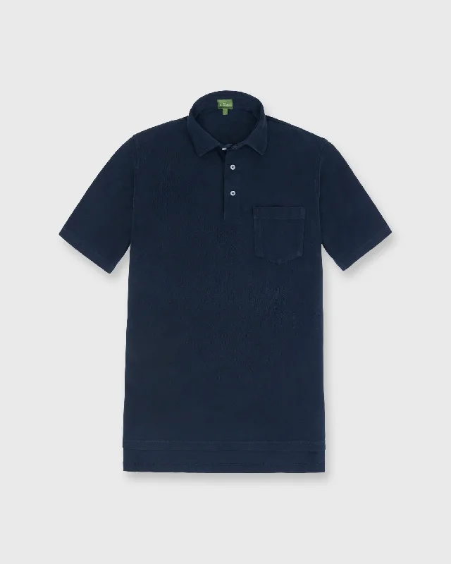 Men's Shirts with Wrinkle-Resistant FabricShort-Sleeved Polo in Navy Pima Pique