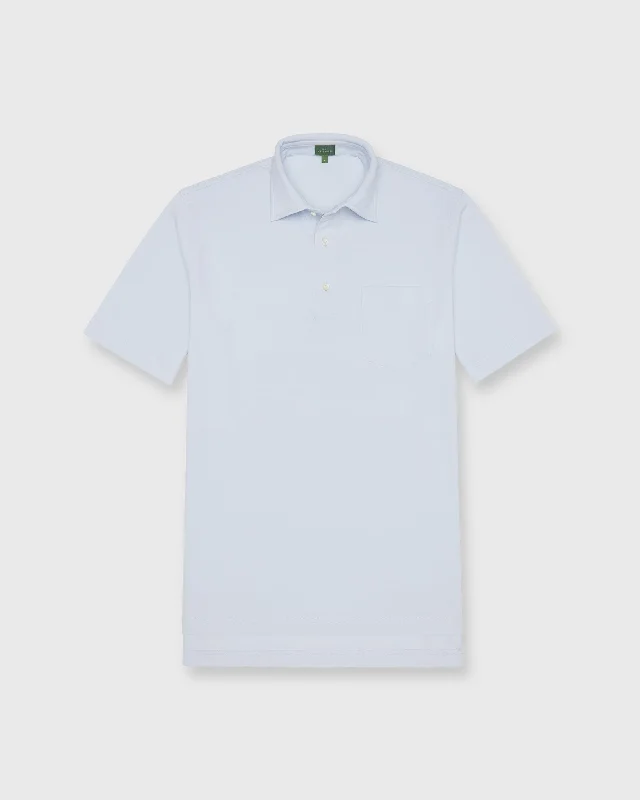 Men's Shirts with Short PlacketsShort-Sleeved Polo in Pale Blue Pima Pique