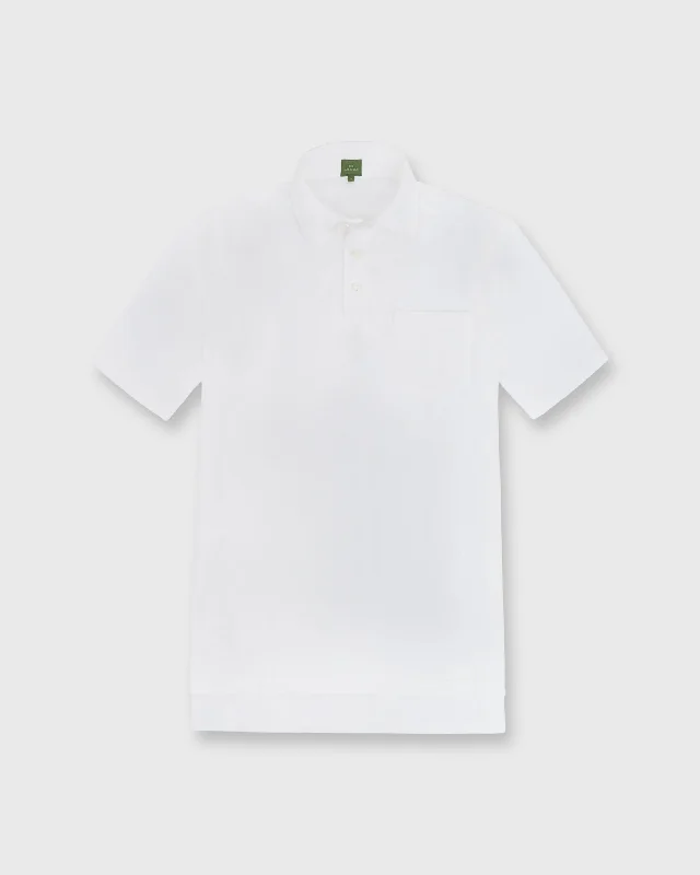 Solid-Colored Men's ShirtsShort-Sleeved Polo in White Pima Pique