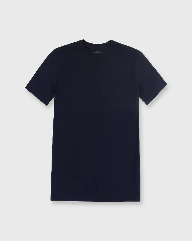 Solid-Colored Men's ShirtsShort-Sleeved Tee in Navy Pima Cotton