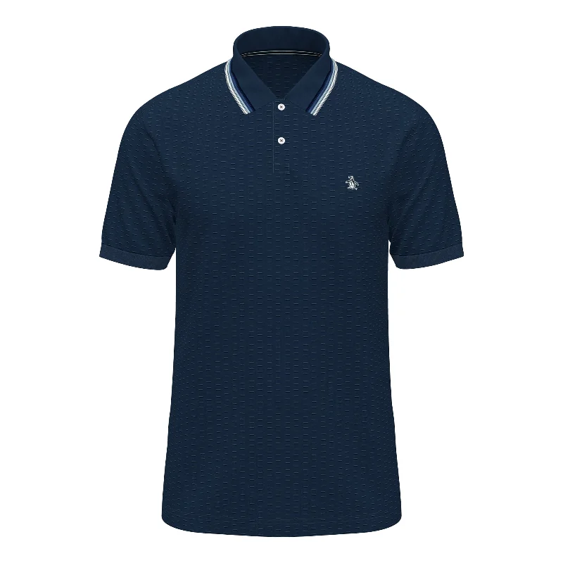 Men's Shirts with Button-Down CollarsSlub Textured Jacquard Polo