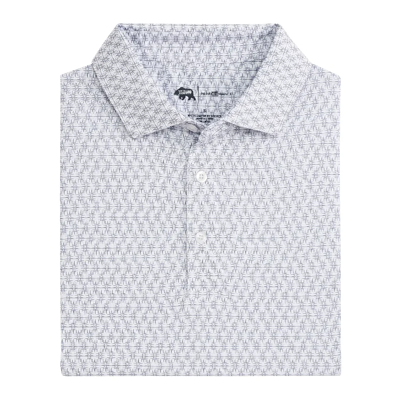 Men's Shirts with Embellished CollarsTents Printed Performance Polo - White