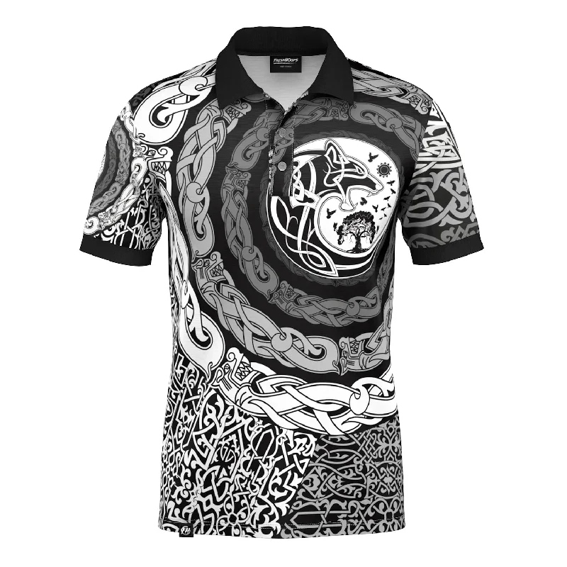 Men's Shirts with Pin CollarsTribal Panther Polo Shirt