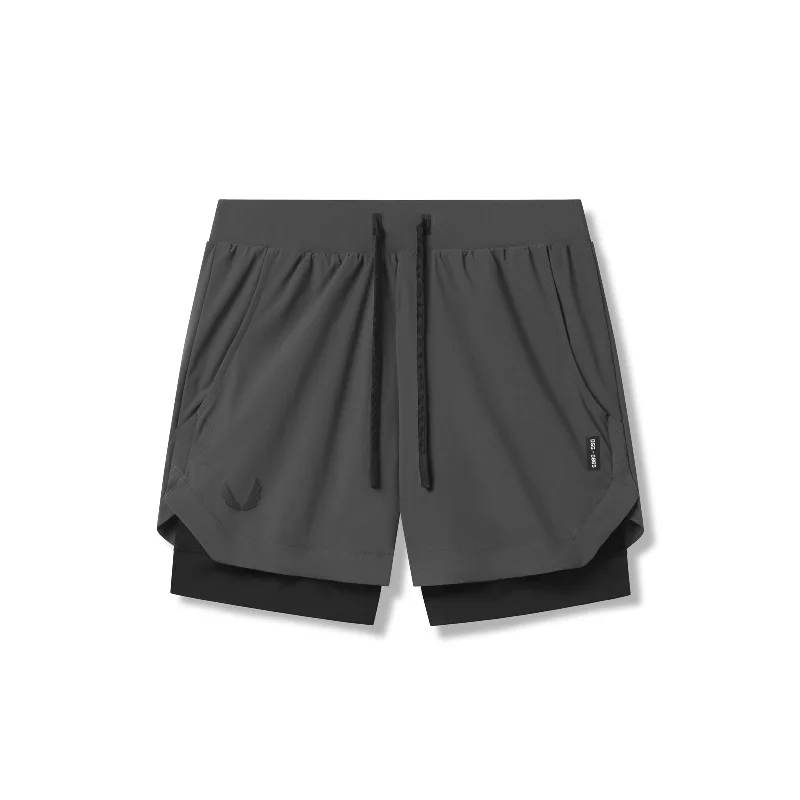 Men's Swim Trunks for Swimming0865. Tetra-Lite™ 5" Liner Short - Space Grey "Wings"/Black