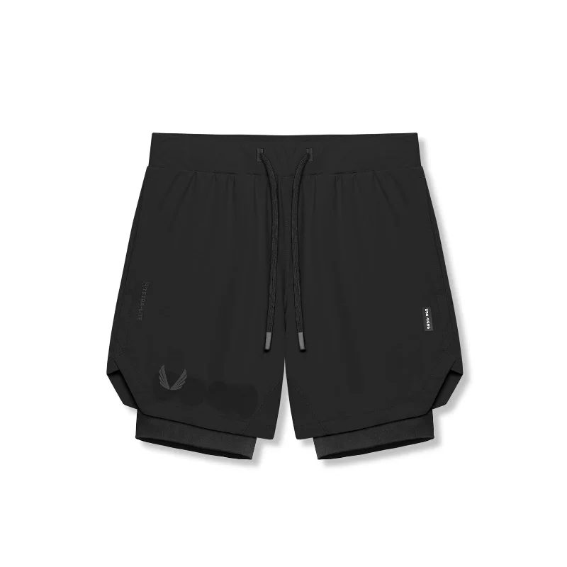 Men's Pants with Logo Embossments0866. Tetra-Lite™ 7" Liner Short - Black "Black Wings"/Black