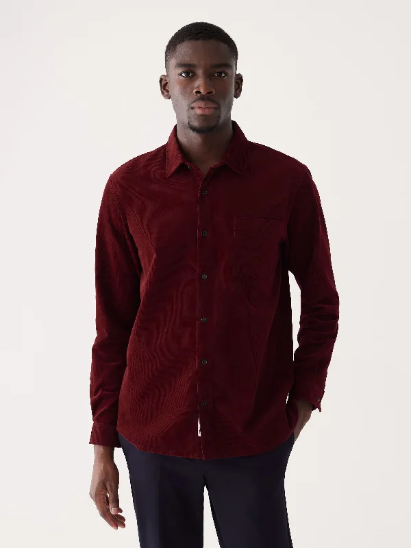 Men's Machine-Washable Shirts for ConvenienceThe Boxy Corduroy Shirt in Wine Red