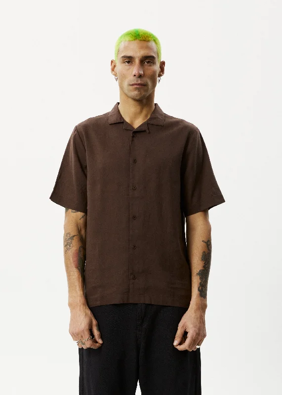 Men's Pattern-Clashing Shirts for Bold FashionAFENDS Mens Daily - Cuban Shorts Sleeve Shirt - Coffee