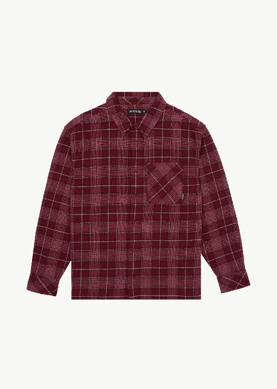 Men's Machine-Washable Shirts for ConvenienceAFENDS Mens Questions - Flannel Shirt - Port