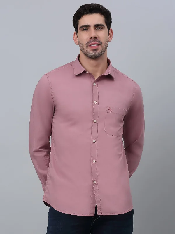 Men's Collared Shirts for Formal OccasionsMen's Dark Mauve Casual Plain Full Sleeve Shirt