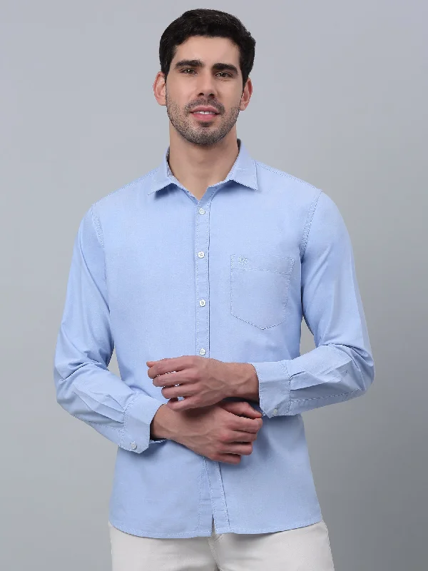 Men's Travel Shirts for Easy PackingMen's Light Blue Casual Plain Full Sleeve Shirt