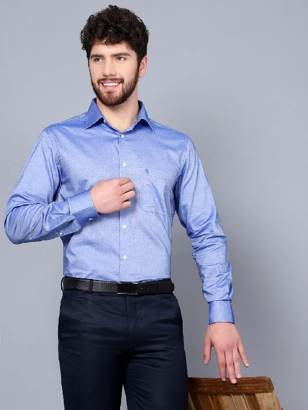 Men's Casual Friday Shirts for Relaxed Office DaysMen's Blue Formal Plain Full Sleeve Shirt