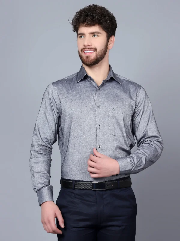 Men's Golf Shirts for On-Course StyleMen's Charcoal Grey Formal Plain Full Sleeve Shirt