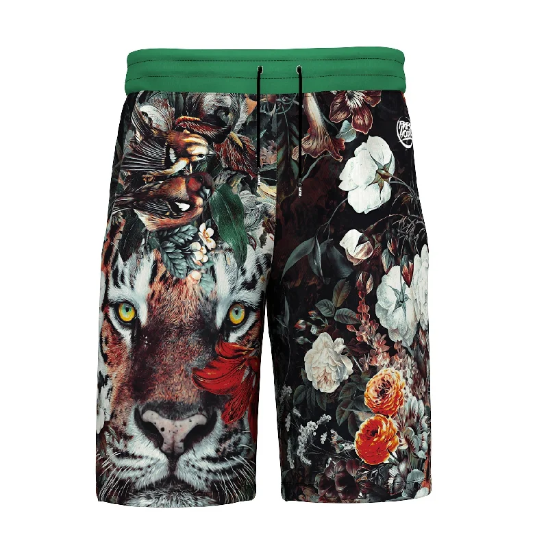 Men's Pants with Hidden ButtonsFlower Tiger Shorts