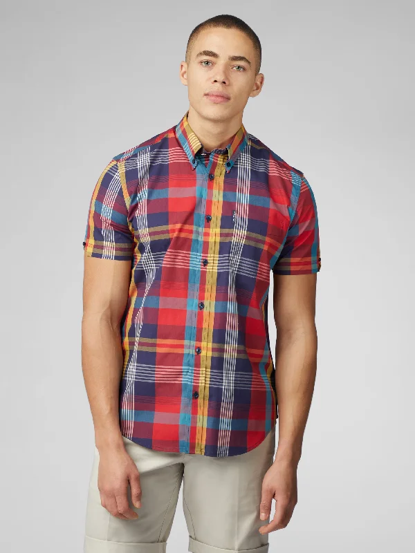 Men's Sleeveless Shirts for Summer ComfortSignature Large Madras Check Shirt - Scarlett