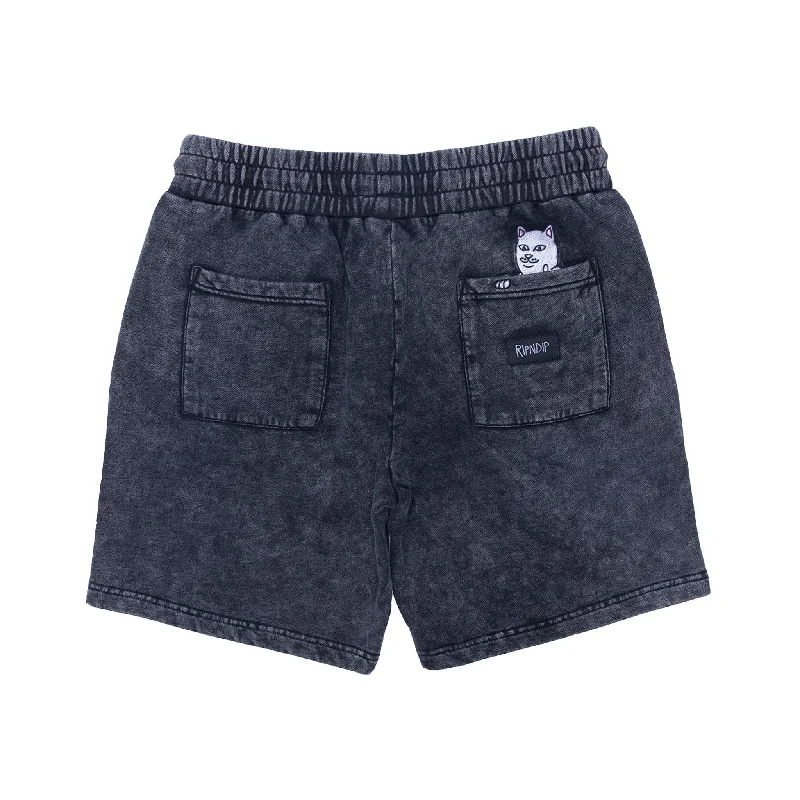 Comfortable Men's JoggersPeek A Nermal Sweatshorts (Black Acid Wash)