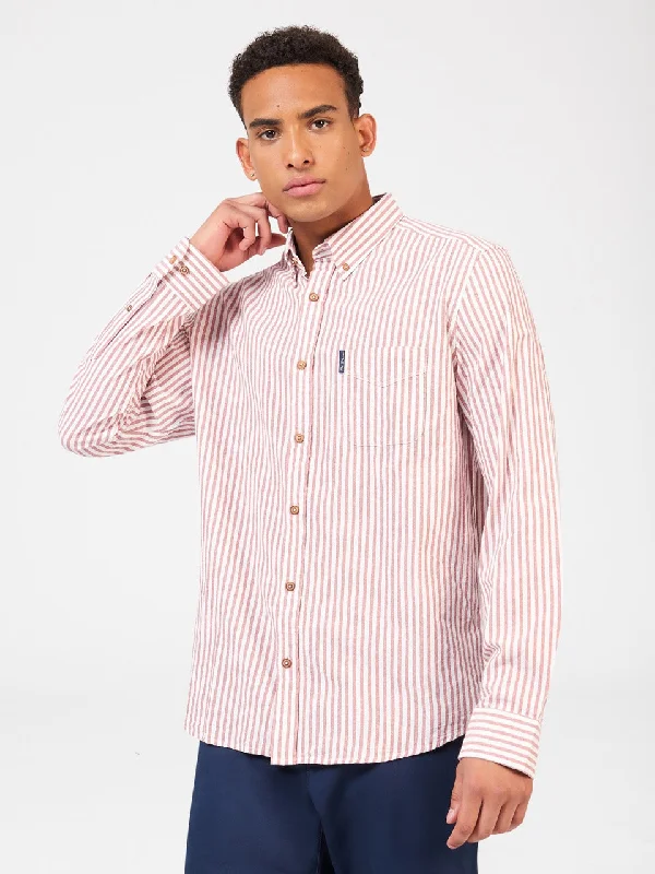 Men's Travel Shirts for Easy PackingRecycled Cotton Oxford Stripe Shirt