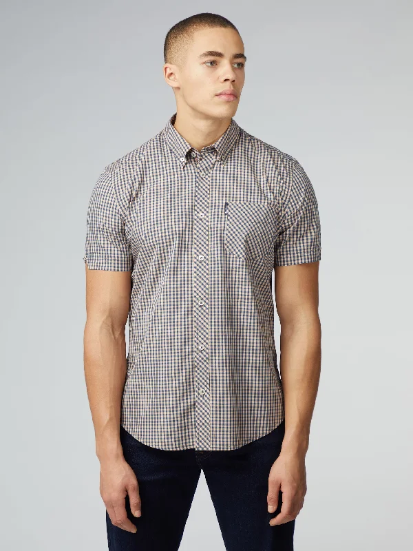 Men's Regular-Fit Shirts for a Classic FitSignature Short Sleeve Gingham Shirt - Copper Orange