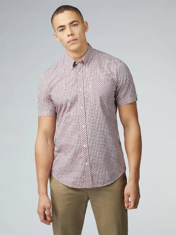 Men's Solid-Colored Shirts for VersatilitySignature Short Sleeve Gingham Shirt - Scarlett