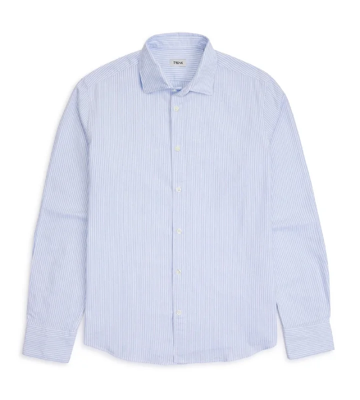 Men's Checkered Shirts for a Retro FeelTrunk Austin Cotton Stripe Oxford Shirt: Light Blue