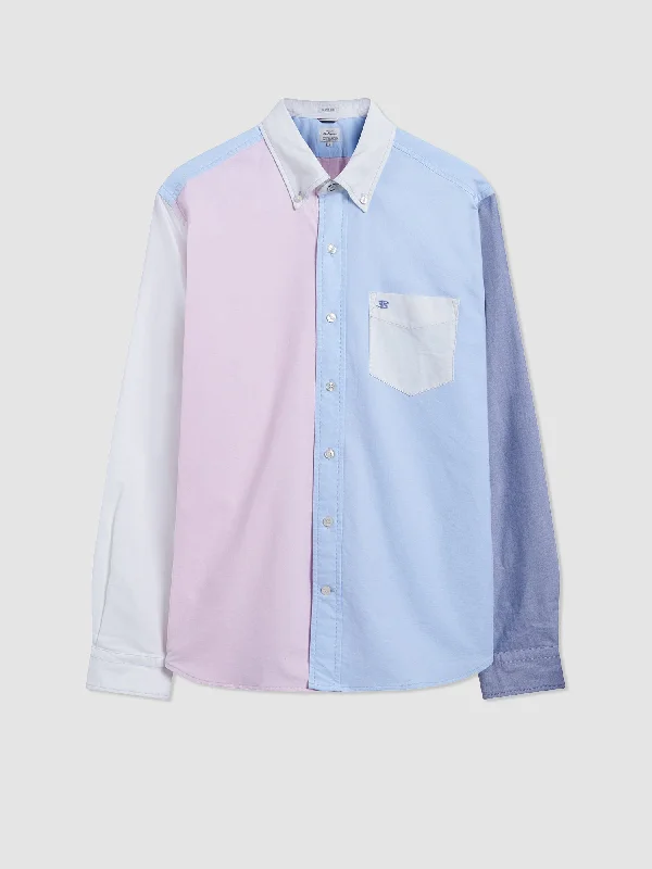 Men's Insulated Shirts for Cold WeatherVarsity Oxford Color Blocked Organic Shirt