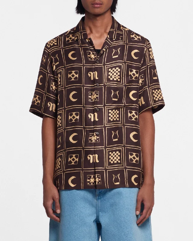 Men's Shirts with Abstract DesignsBodil - Printed Silk-Twill Shirt - Apricot Kopjafa