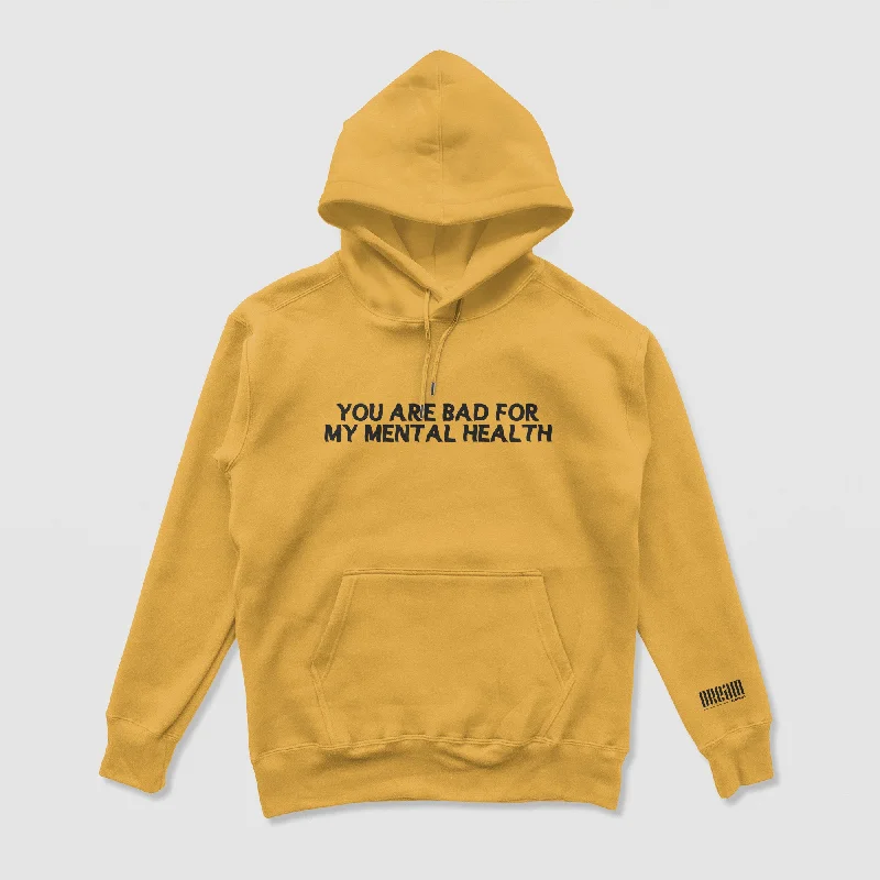 Stylish Men's Designer HoodiesBad For My Mental Health Hoodie (Mustard)