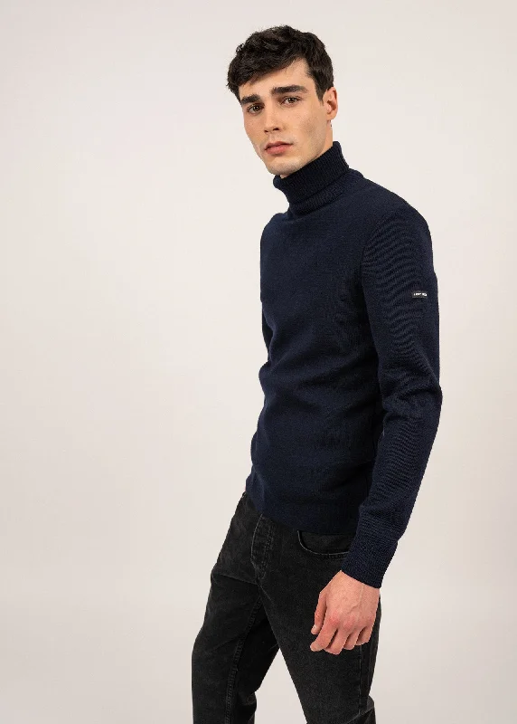 Durable Men's Work ShirtsBretagne turtleneck jumper - plain, in wool (MARINE)