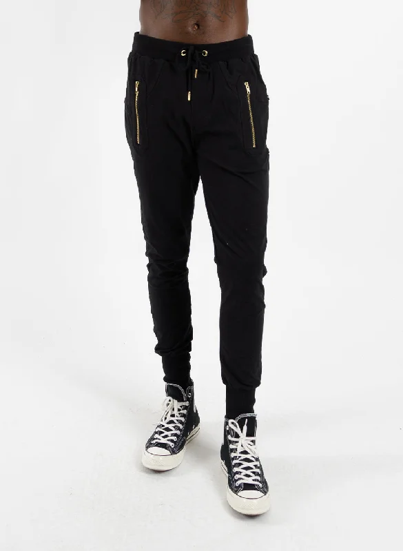 Stylish Men's JeansEscape Trackies Black/Gold