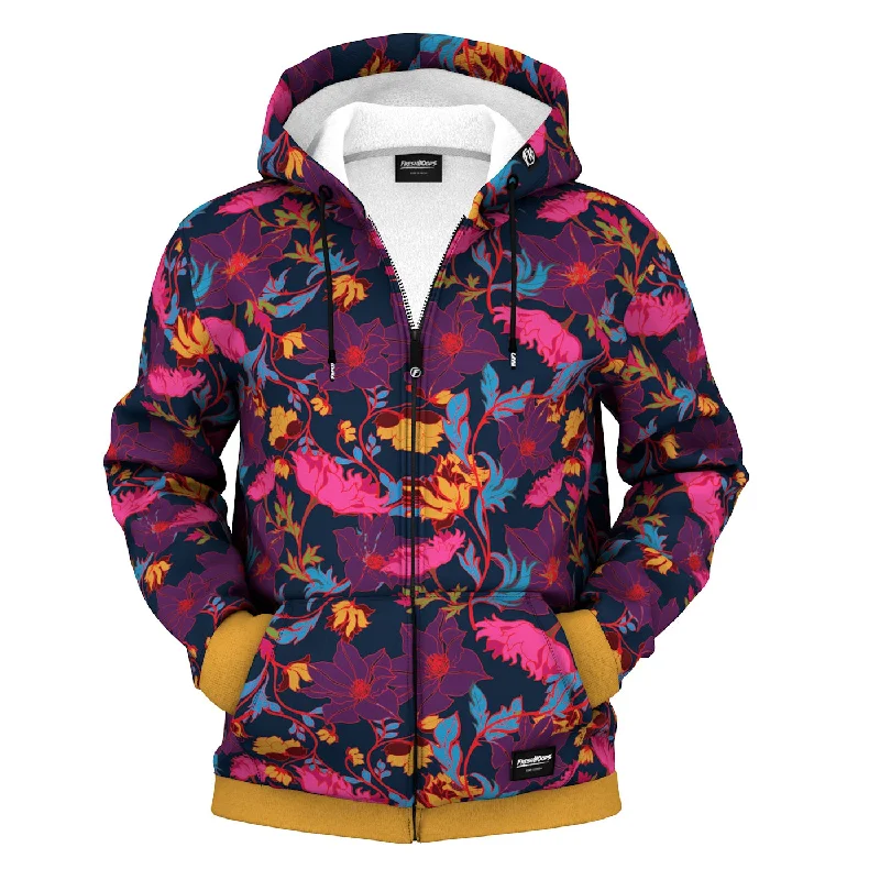 Men's Hoodies with Breathable FabricFairy Tale Night Floral Zip Up Hoodie