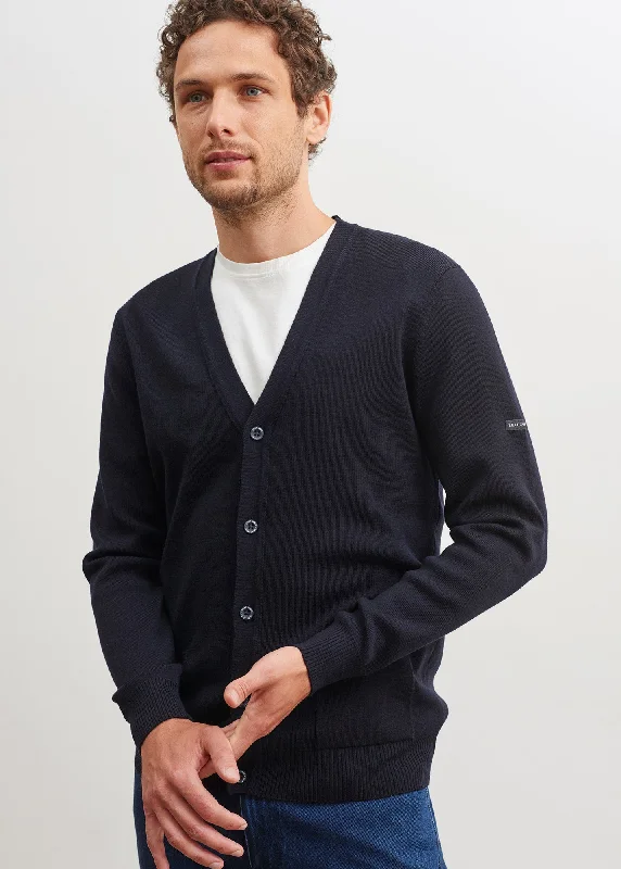 Men's Shirts with Adjustable HemlinesGuingamp buttoned cardigan - in extra soft merino wool (NAVY)