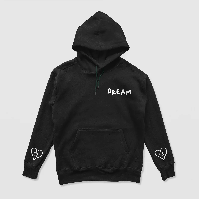 Men's Hoodies with Stretch FabricHeart On My Sleeve Basic Hoodie (Black)