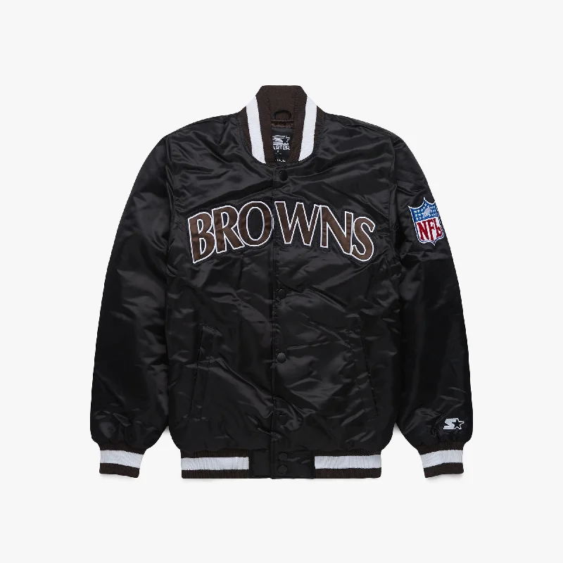 Men's Coats with VentilationHOMAGE x Starter Browns Blackout Satin Jacket