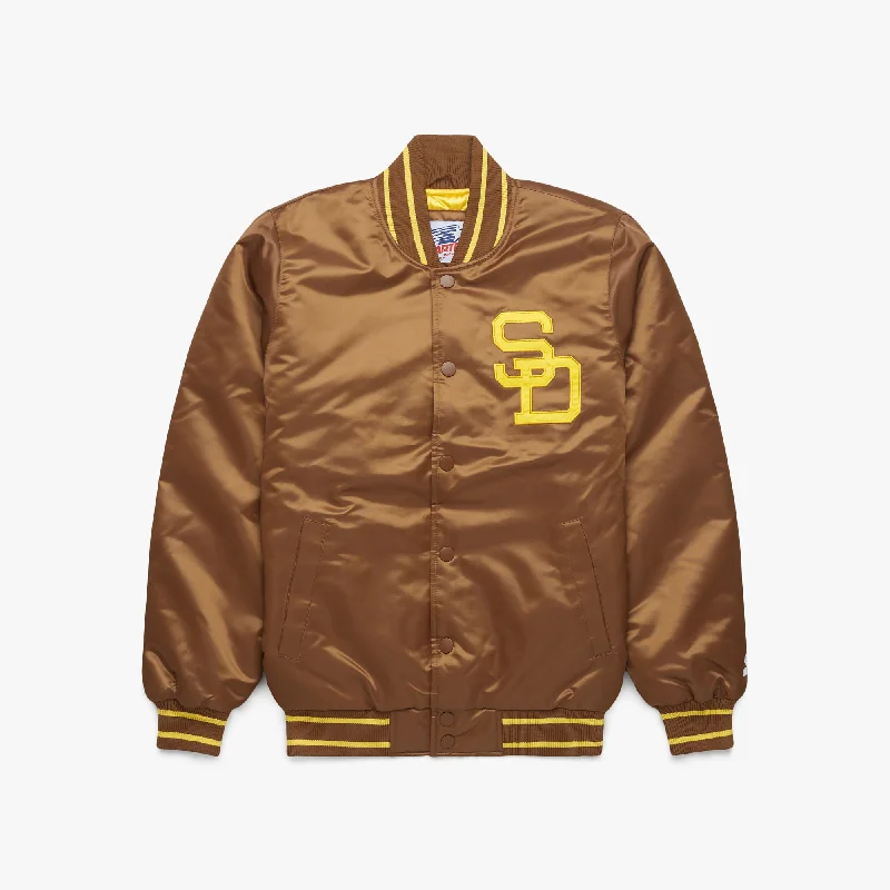 Men's Coats with Hidden PocketsHOMAGE X Starter Padres Satin Jacket