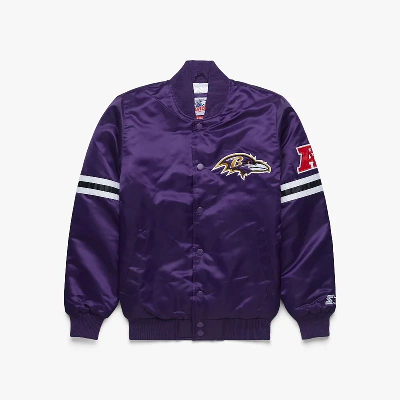 Men's Coats with Convertible CollarsHOMAGE X Starter Ravens Satin Jacket