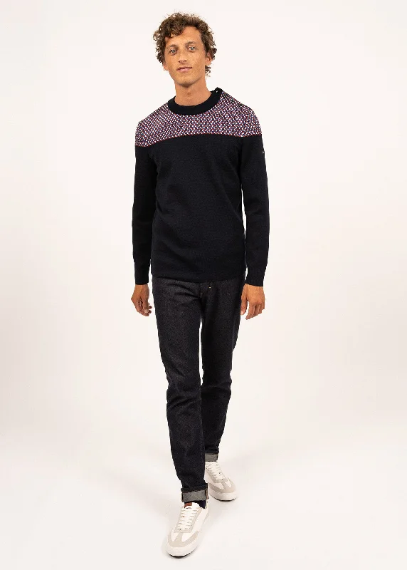 Men's Shirts with Embellished SleevesJacquard sailor jumper - SAINT JAMES x Elysée (NAVY/MULTICO)