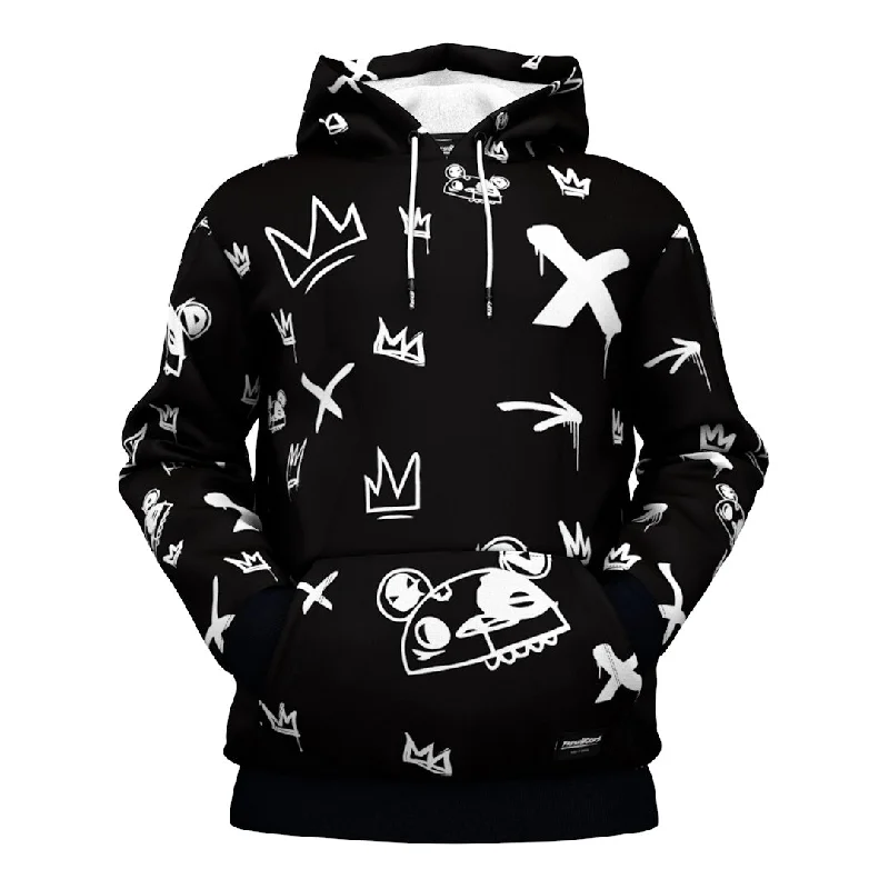 Men's Hoodies for SpringKings Pattern Black Hoodie