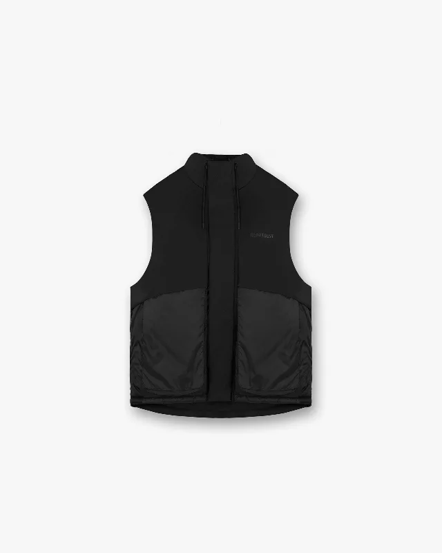 Lightweight Men's WindbreakersLayered Puffer Gilet - Jet Black