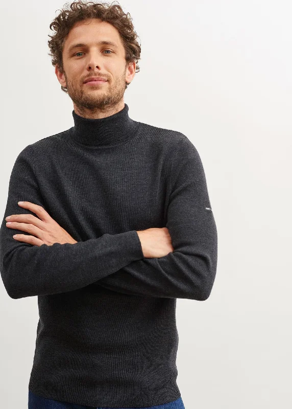 Durable Men's Work ShirtsLery jumper - high neck, in plain wool (ANTHRACITE)