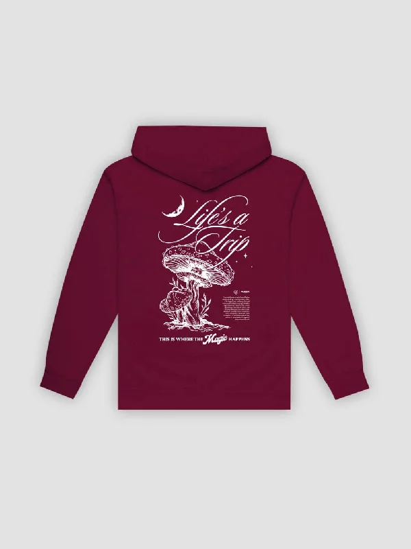 Men's Hoodies with Adjustable SleevesLife's A Trip Hoodie - Maroon