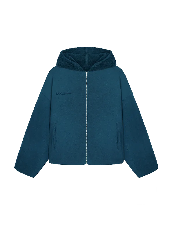 Men's Coats without LiningMens Recycled Wool Fleece Reversible Bomber Jacket—storm blue