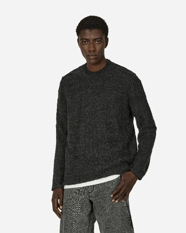 Men's Sweaters with Mock-Neck DesignsDistressed Crewneck Sweater Dark Grey