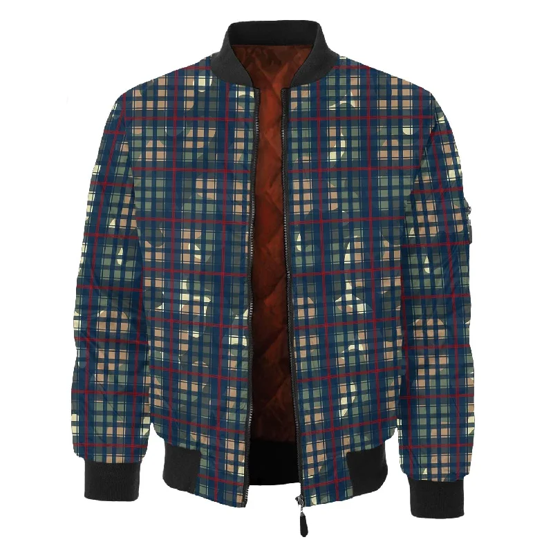 Men's Coats with Magnetic ClosuresMultiplaid Bomber Jacket