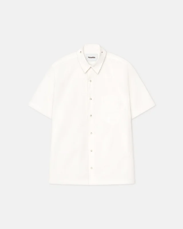 Men's Shirts with Wingtip CollarsAdam - Short Sleeve Poplin Shirt - White