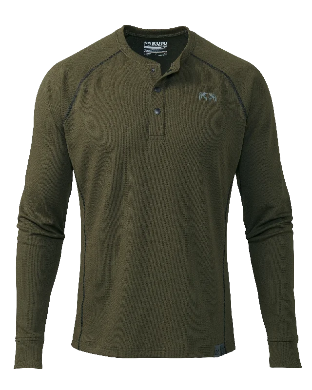 Warm Men's Fleece-Lined TopsPRO Merino 200 Henley | Loden