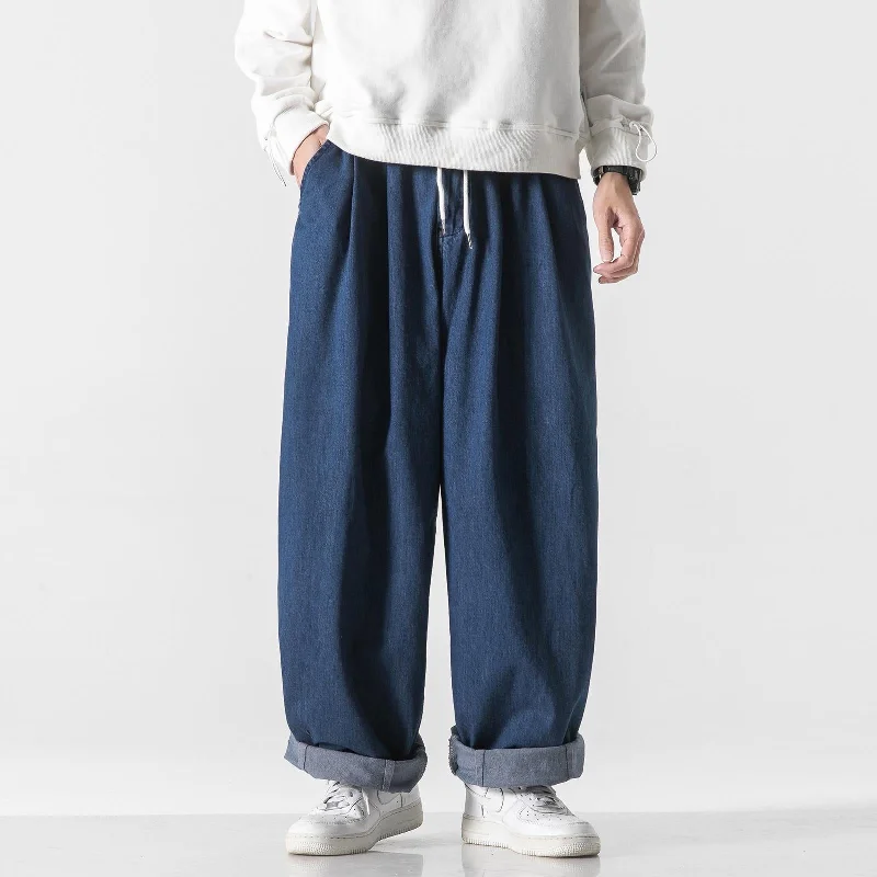 Baggy Men's Jeans#QT713-H804# 日系大碼工裝直筒闊腿休閒褲