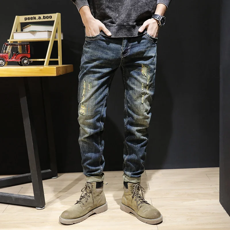 Inexpensive Rip and Tear Men's Jeans#YC-901# 潮品牛仔長褲