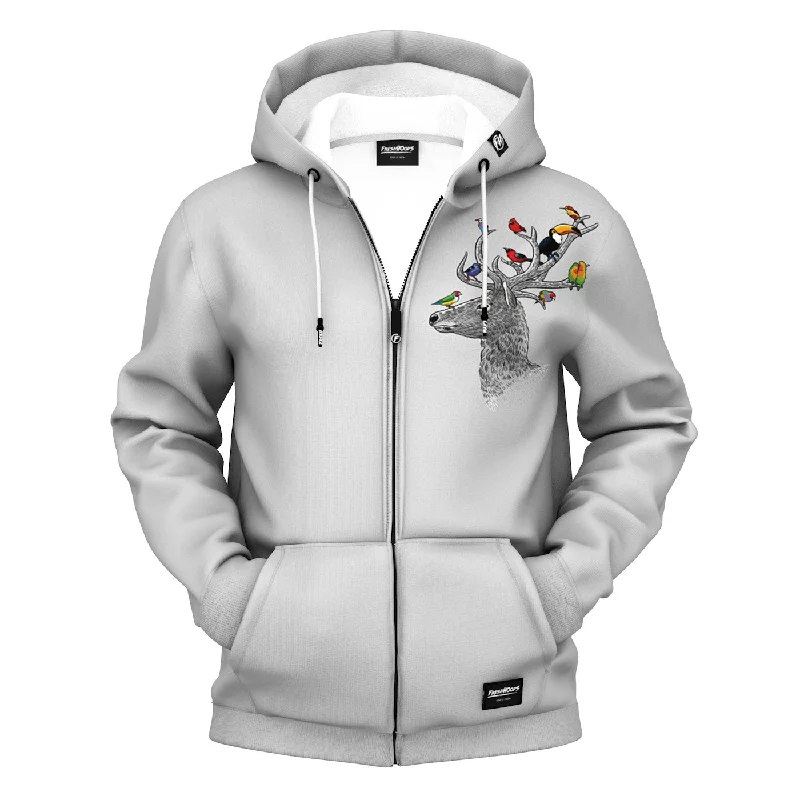 Men's Hoodies with Flannel LiningTropical Birds Zip Up Hoodie