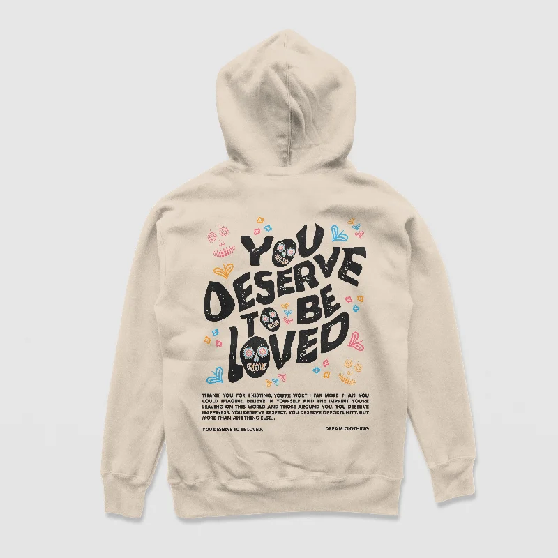 Men's Hoodies for Everyday WearYou Deserve To Be Loved Beige Hoodie (Día de Muertos)