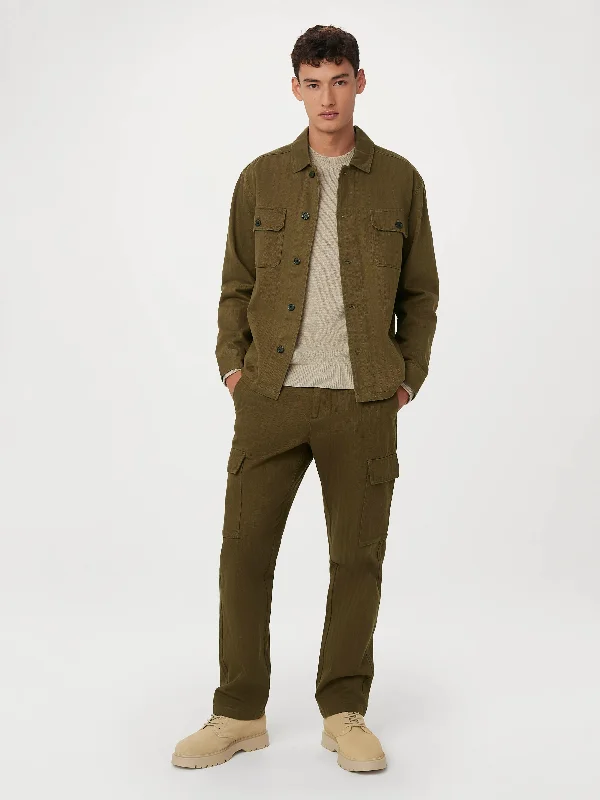 Men's Coats with Adjustable HemsThe Herringbone Overshirt in Olive